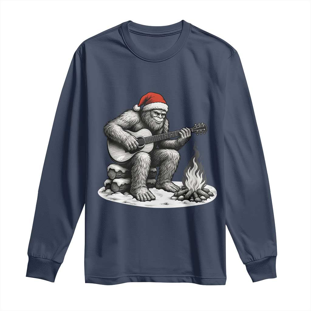 Bigfoot Guitar Christmas Long Sleeve Shirt Sasquatch Guitarist Music Xmas - Wonder Print Shop