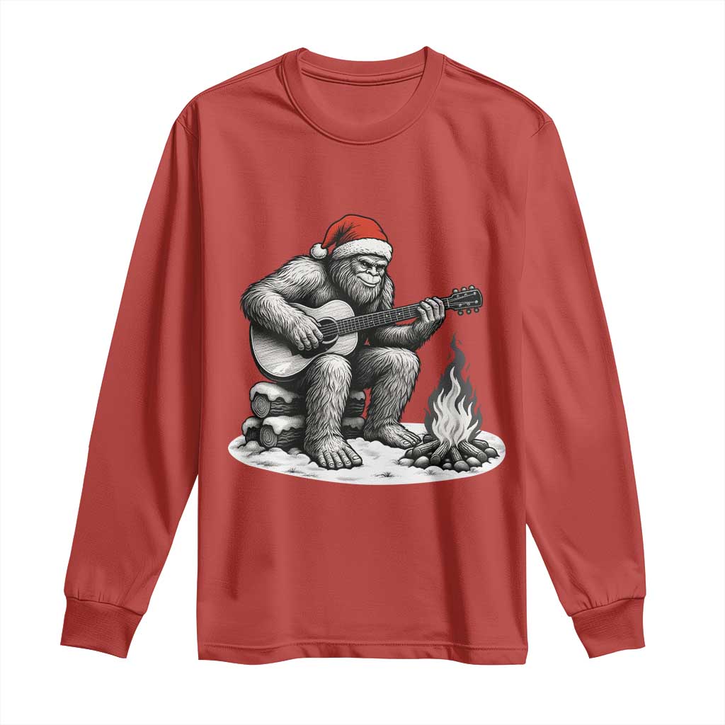 Bigfoot Guitar Christmas Long Sleeve Shirt Sasquatch Guitarist Music Xmas - Wonder Print Shop