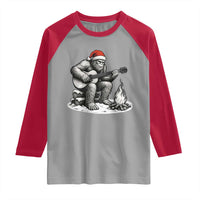 Bigfoot Guitar Christmas Raglan Shirt Sasquatch Guitarist Music Xmas - Wonder Print Shop