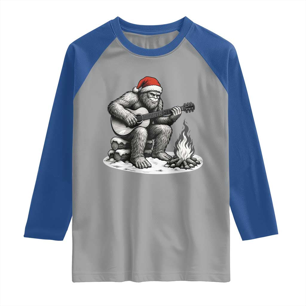 Bigfoot Guitar Christmas Raglan Shirt Sasquatch Guitarist Music Xmas - Wonder Print Shop