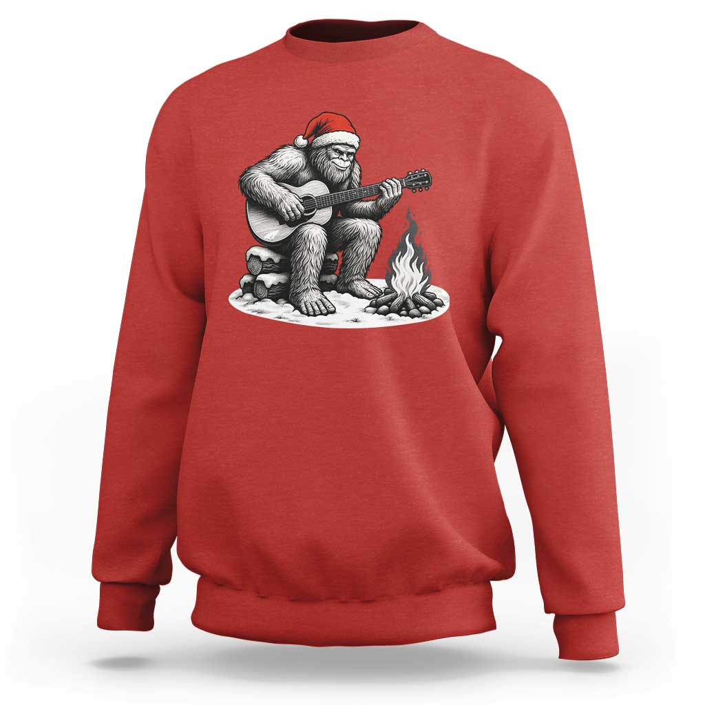 Bigfoot Guitar Christmas Sweatshirt Sasquatch Guitarist Music Xmas - Wonder Print Shop