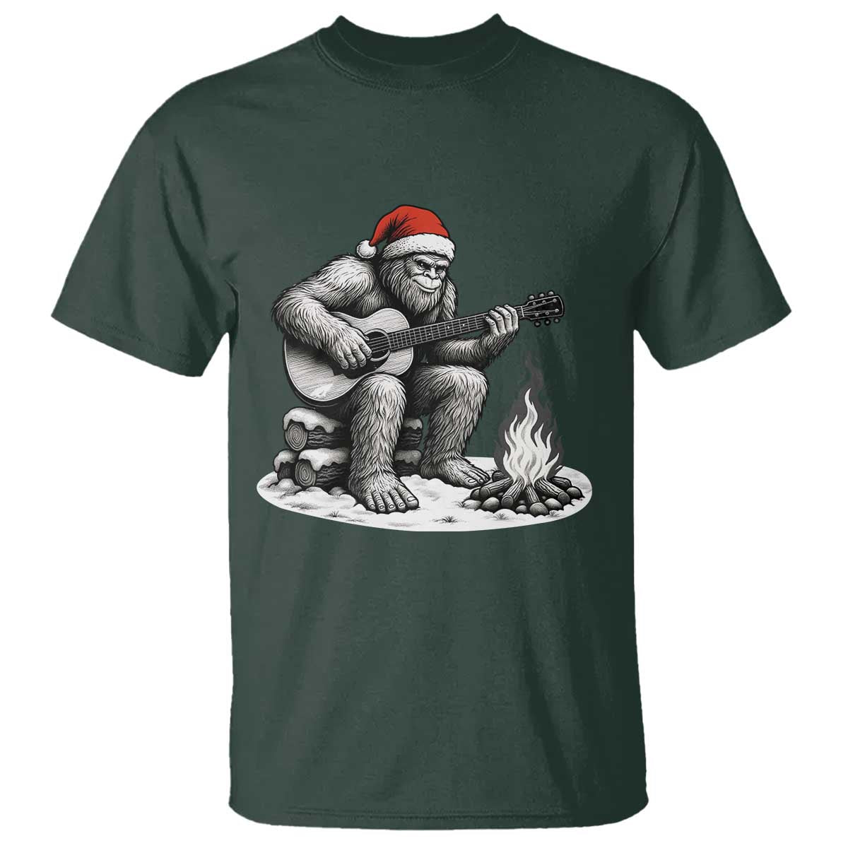 Bigfoot Guitar Christmas T Shirt Sasquatch Guitarist Music Xmas - Wonder Print Shop