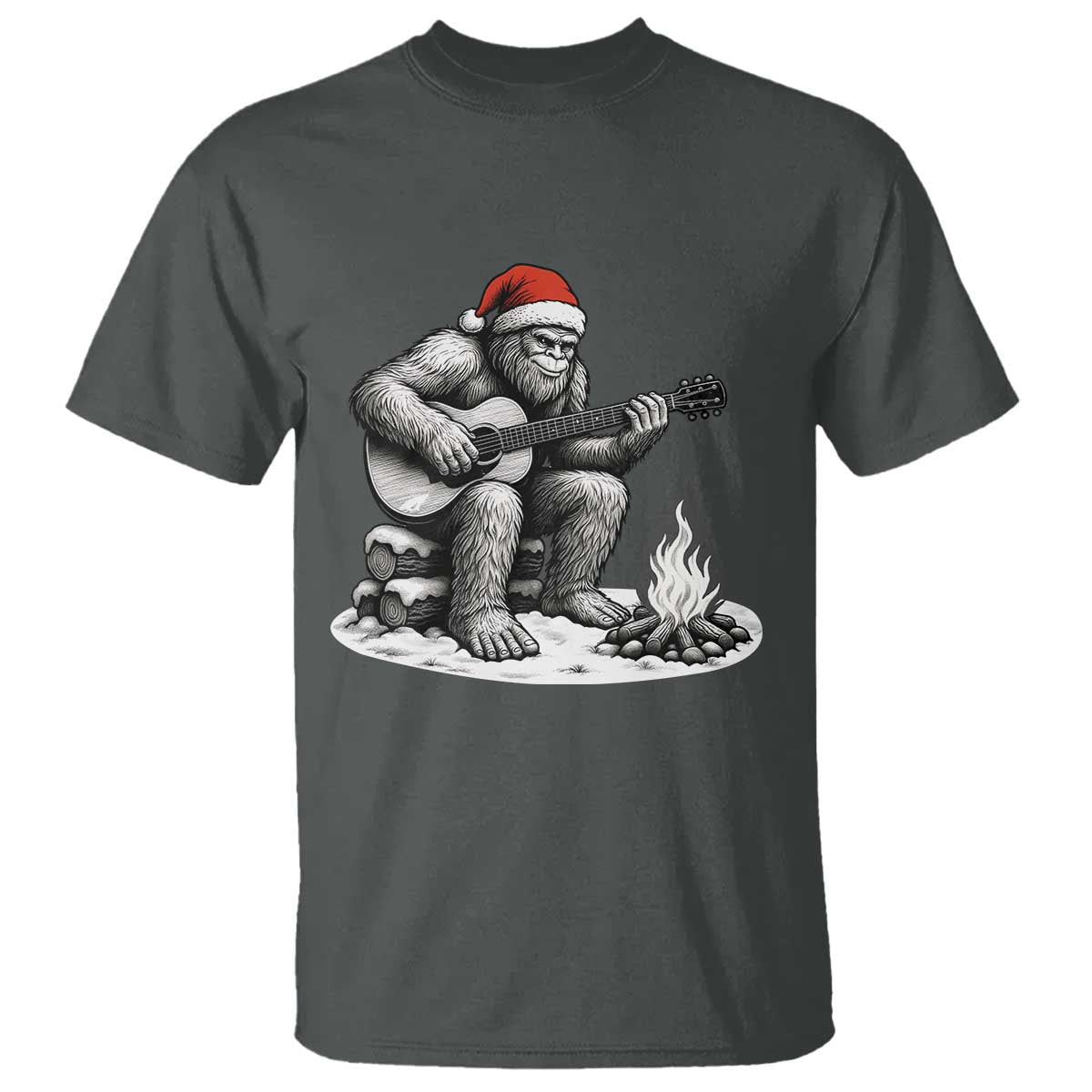 Bigfoot Guitar Christmas T Shirt Sasquatch Guitarist Music Xmas - Wonder Print Shop
