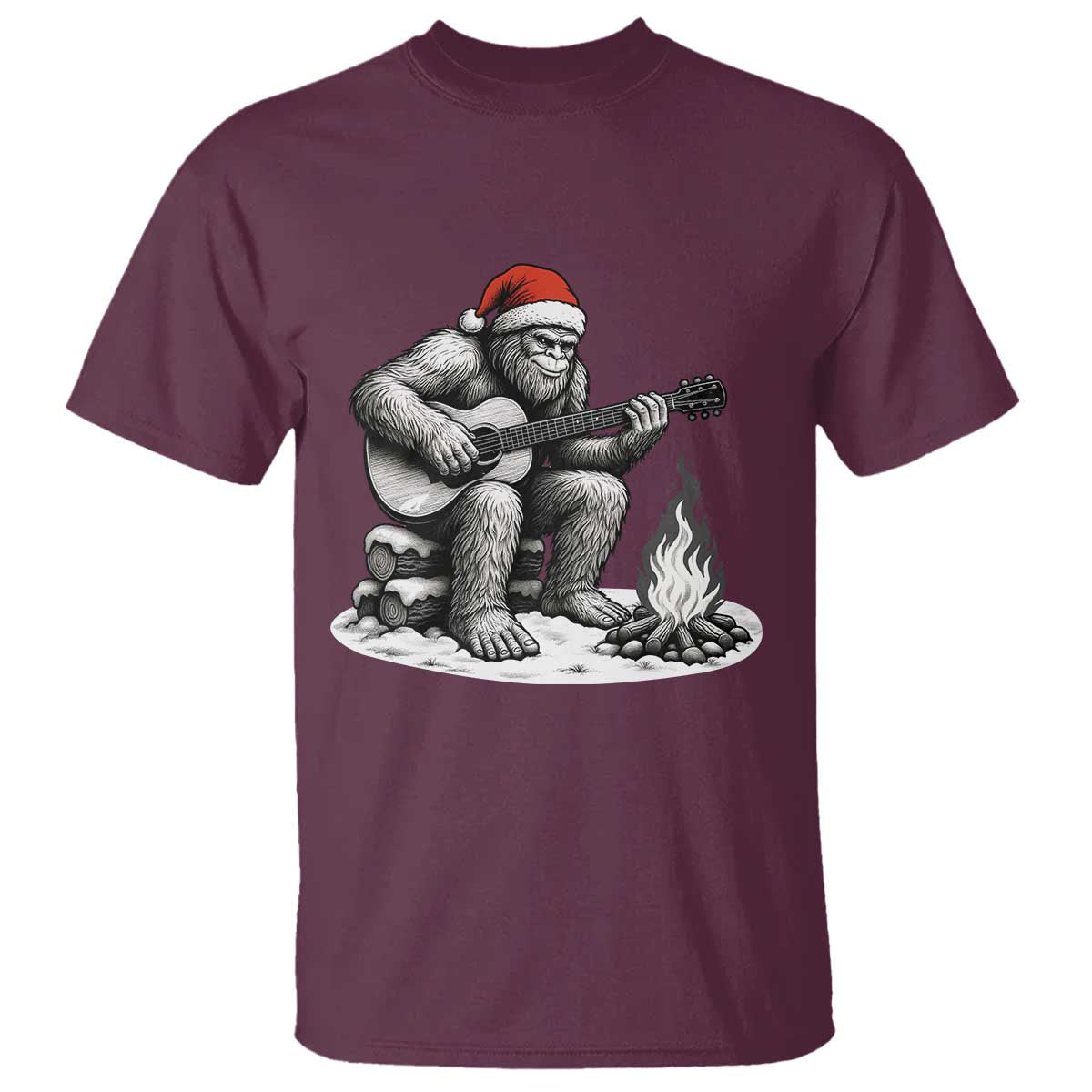 Bigfoot Guitar Christmas T Shirt Sasquatch Guitarist Music Xmas - Wonder Print Shop