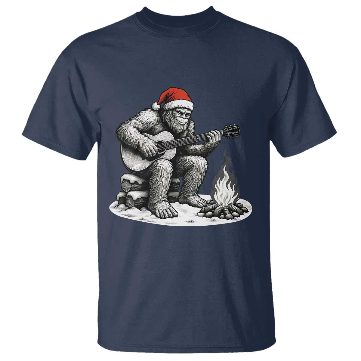 Bigfoot Guitar Christmas T Shirt Sasquatch Guitarist Music Xmas - Wonder Print Shop