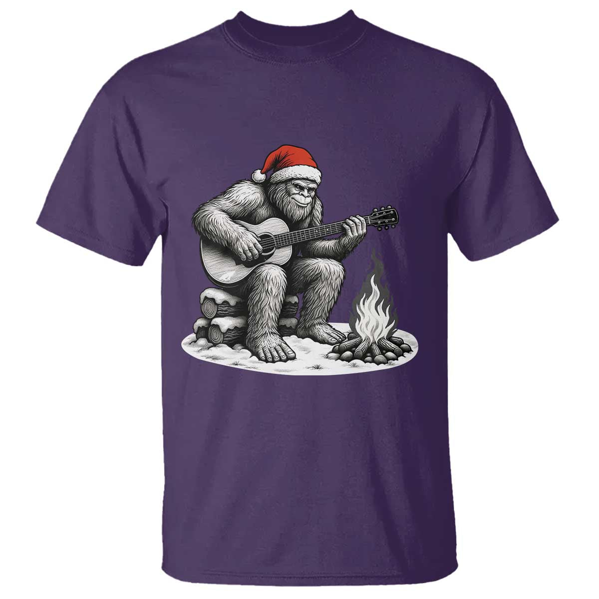 Bigfoot Guitar Christmas T Shirt Sasquatch Guitarist Music Xmas - Wonder Print Shop