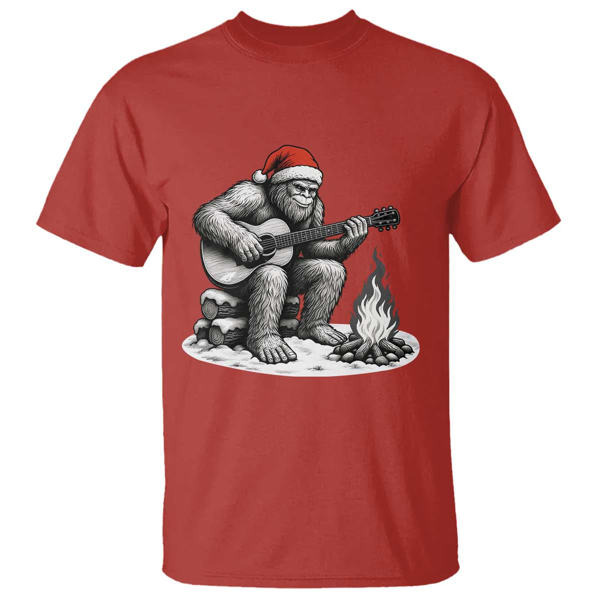 Bigfoot Guitar Christmas T Shirt Sasquatch Guitarist Music Xmas - Wonder Print Shop