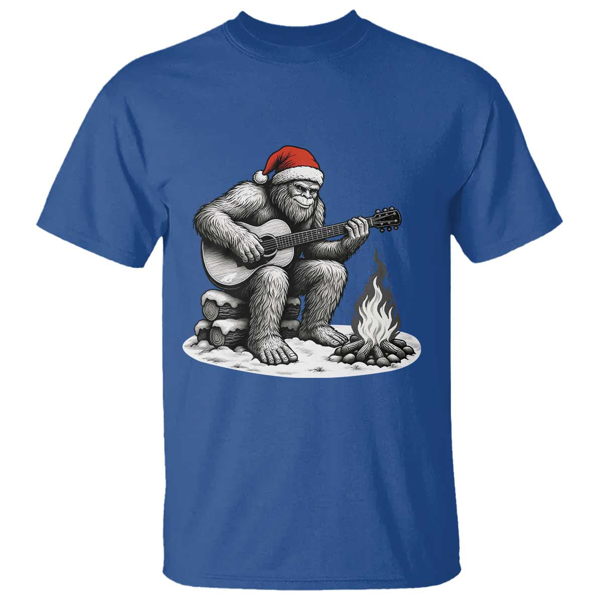 Bigfoot Guitar Christmas T Shirt Sasquatch Guitarist Music Xmas - Wonder Print Shop