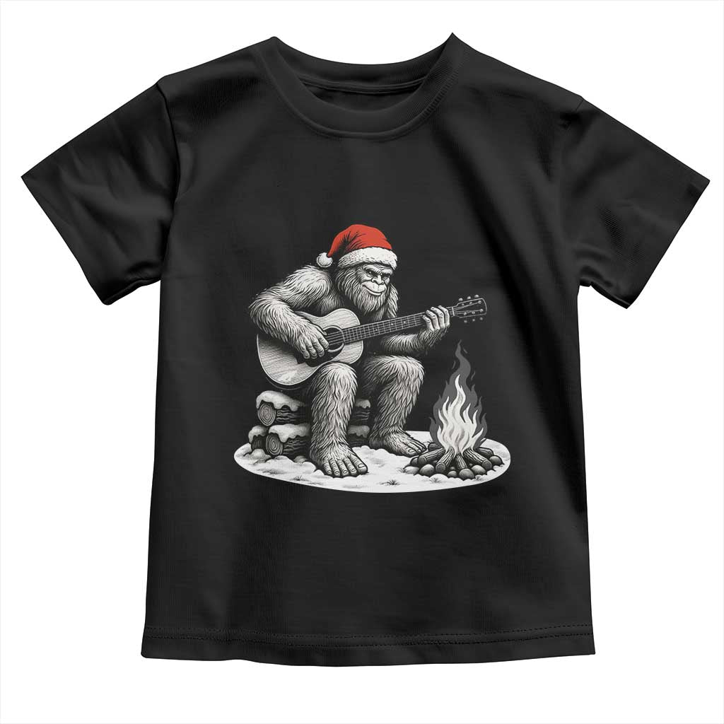 Bigfoot Guitar Christmas Toddler T Shirt Sasquatch Guitarist Music Xmas - Wonder Print Shop