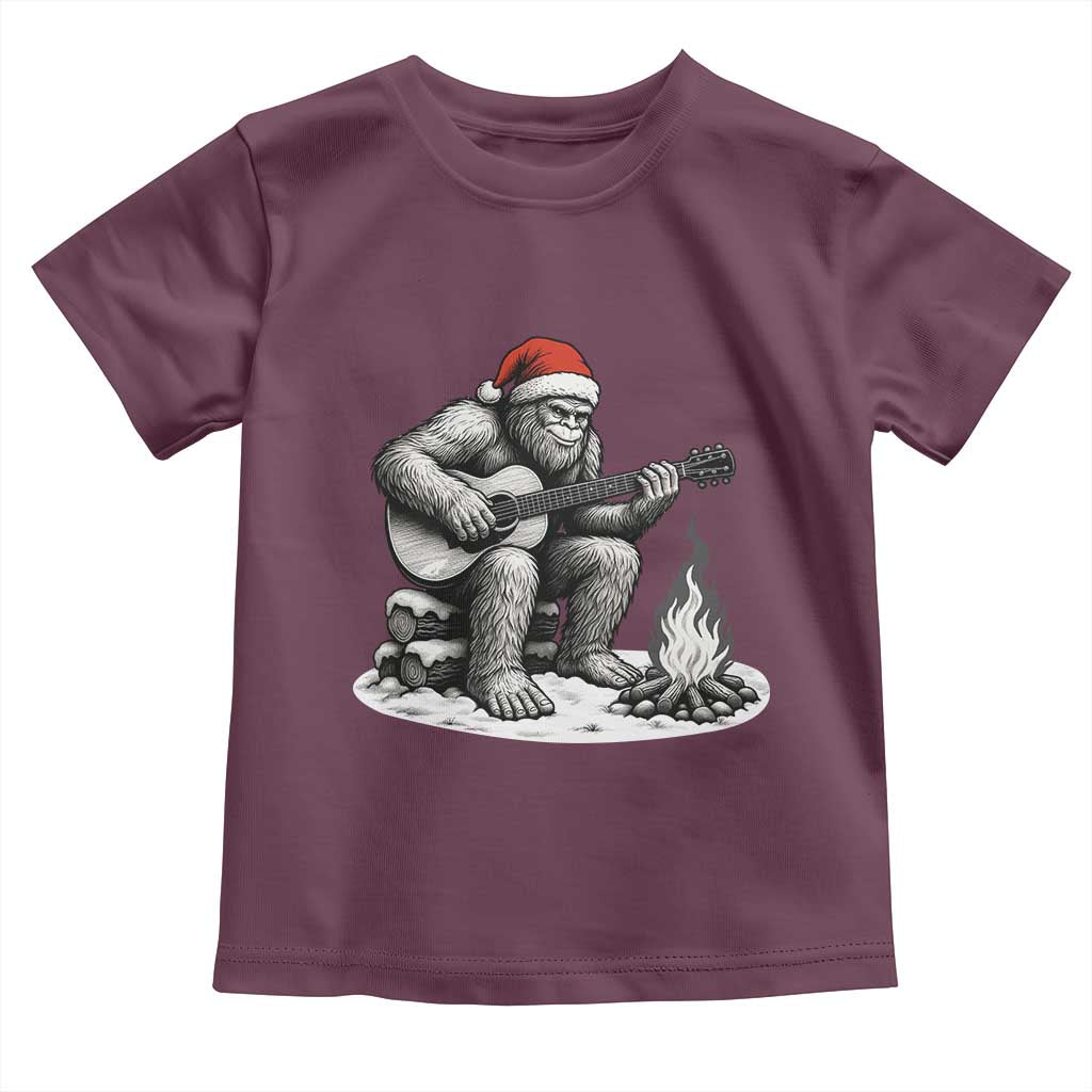 Bigfoot Guitar Christmas Toddler T Shirt Sasquatch Guitarist Music Xmas - Wonder Print Shop