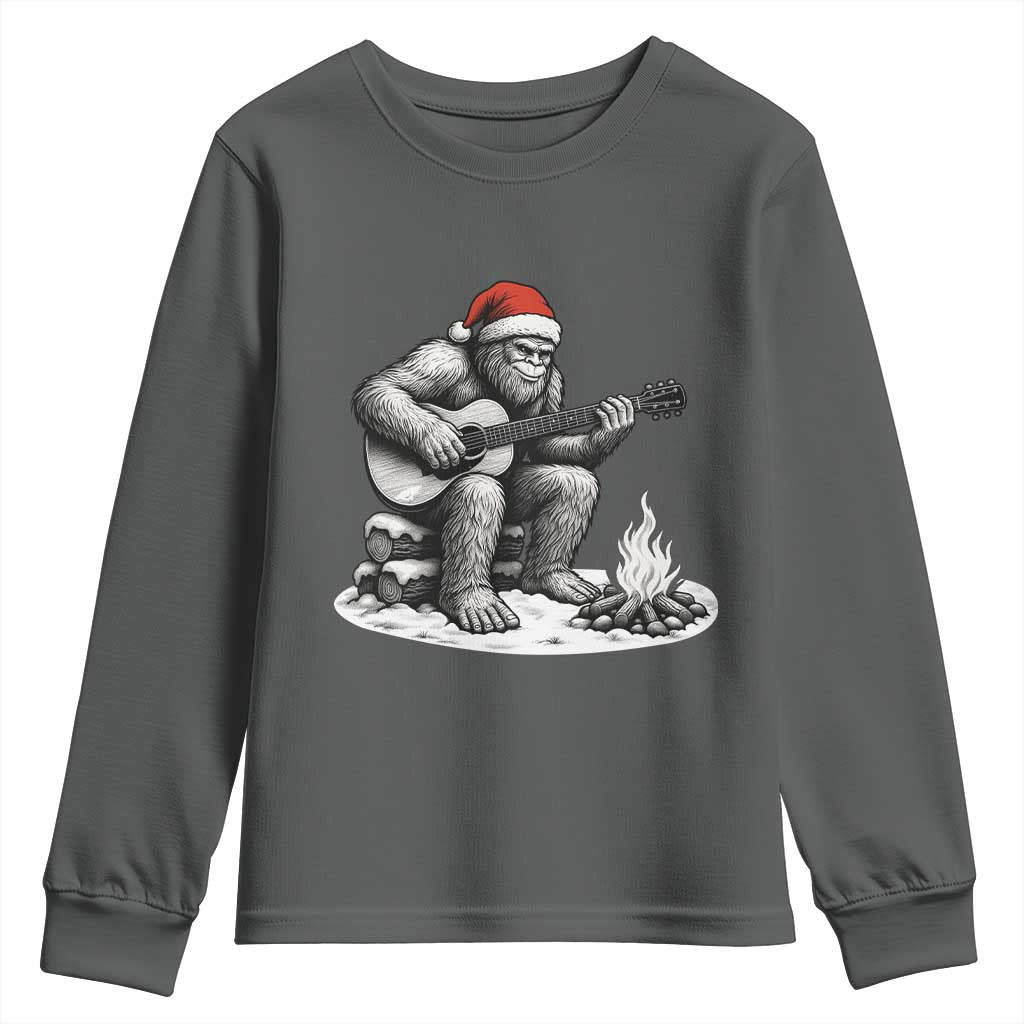 Bigfoot Guitar Christmas Youth Sweatshirt Sasquatch Guitarist Music Xmas - Wonder Print Shop