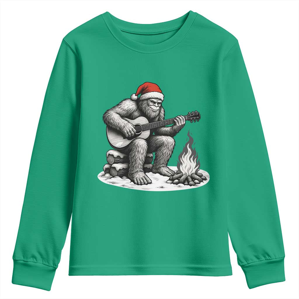Bigfoot Guitar Christmas Youth Sweatshirt Sasquatch Guitarist Music Xmas - Wonder Print Shop