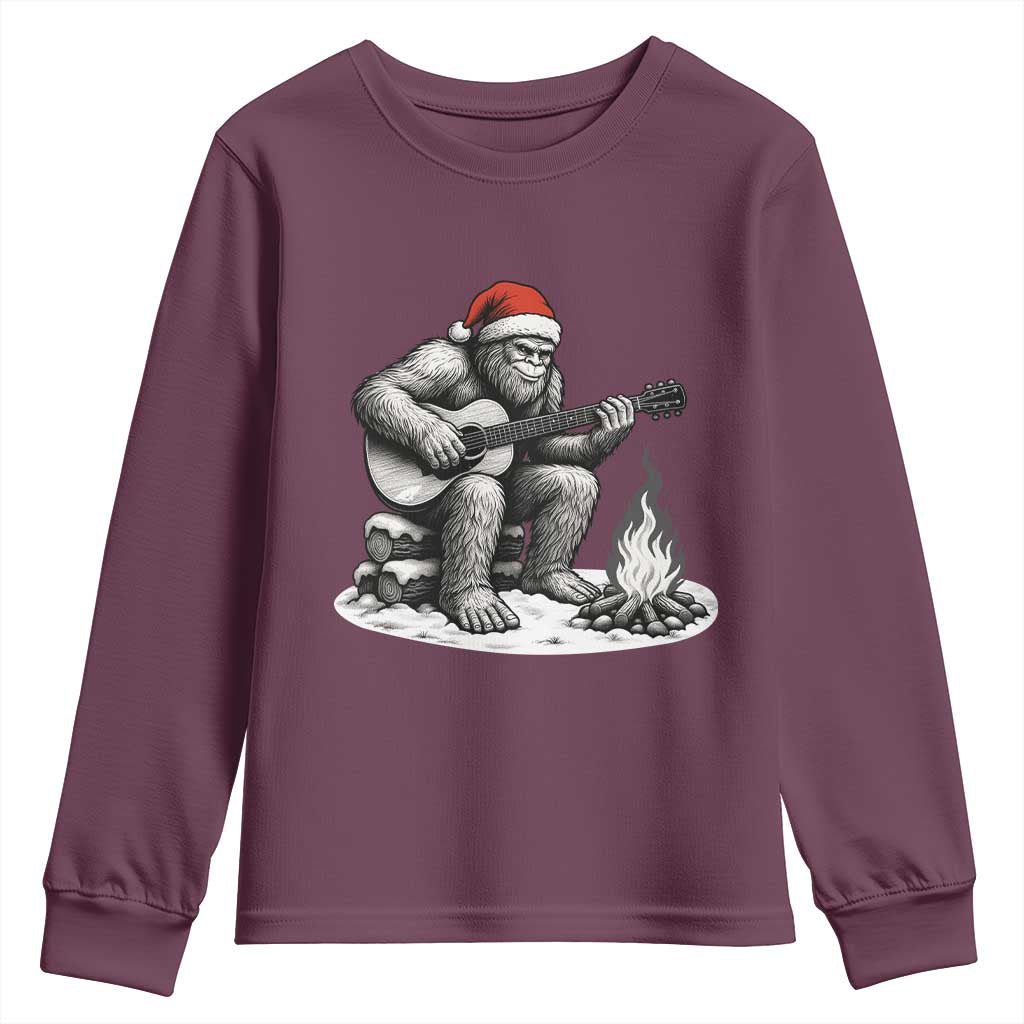 Bigfoot Guitar Christmas Youth Sweatshirt Sasquatch Guitarist Music Xmas - Wonder Print Shop