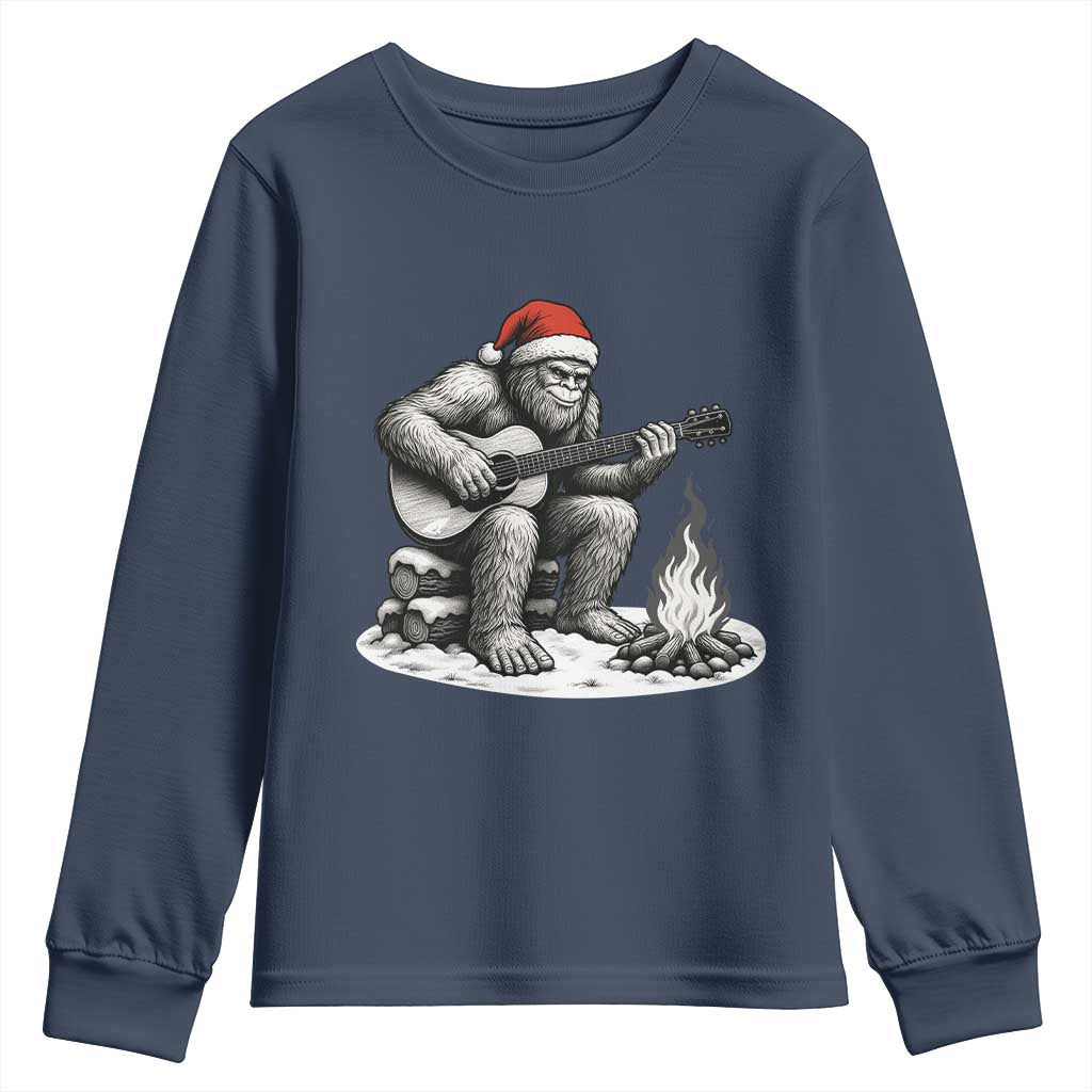 Bigfoot Guitar Christmas Youth Sweatshirt Sasquatch Guitarist Music Xmas - Wonder Print Shop