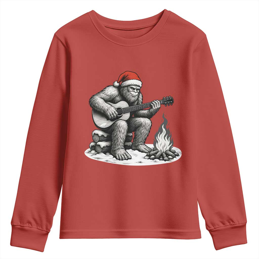 Bigfoot Guitar Christmas Youth Sweatshirt Sasquatch Guitarist Music Xmas - Wonder Print Shop