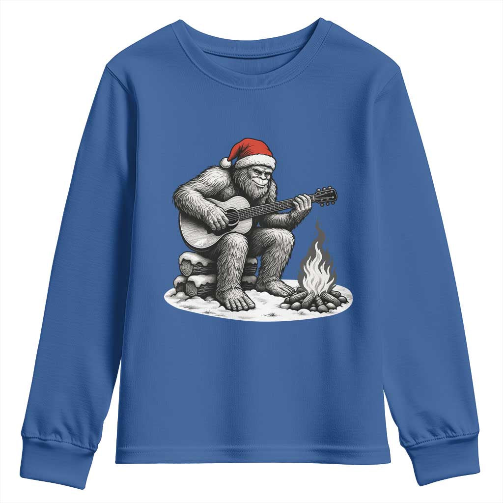 Bigfoot Guitar Christmas Youth Sweatshirt Sasquatch Guitarist Music Xmas - Wonder Print Shop