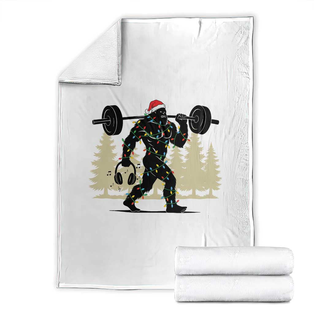 Bigfoot Gym Christmas Throw Blanket Funny Sasquatch Bodybuilding Weightlifting - Wonder Print Shop