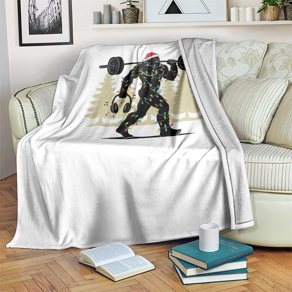 Bigfoot Gym Christmas Throw Blanket Funny Sasquatch Bodybuilding Weightlifting - Wonder Print Shop