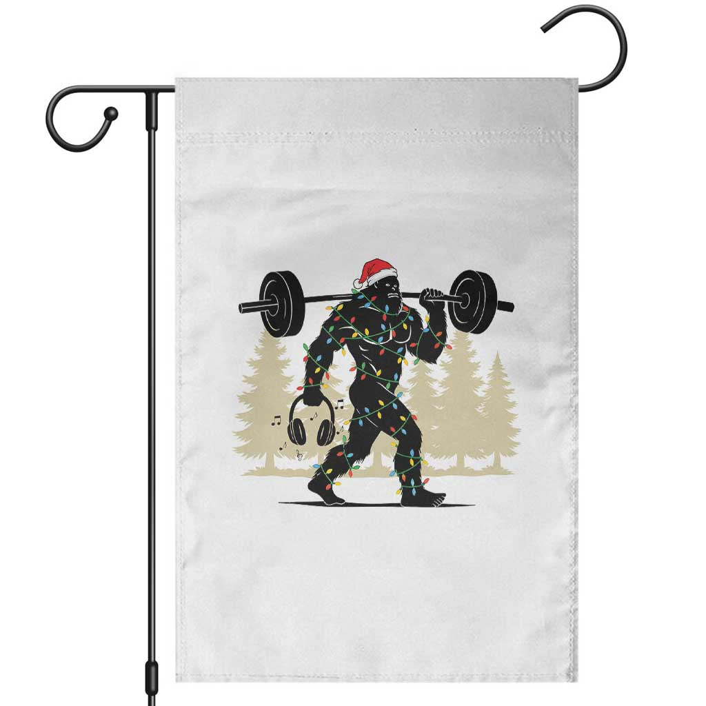 Bigfoot Gym Christmas Garden Flag Funny Sasquatch Bodybuilding Weightlifting - Wonder Print Shop