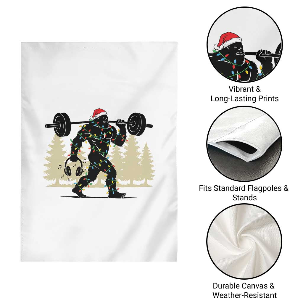 Bigfoot Gym Christmas Garden Flag Funny Sasquatch Bodybuilding Weightlifting - Wonder Print Shop