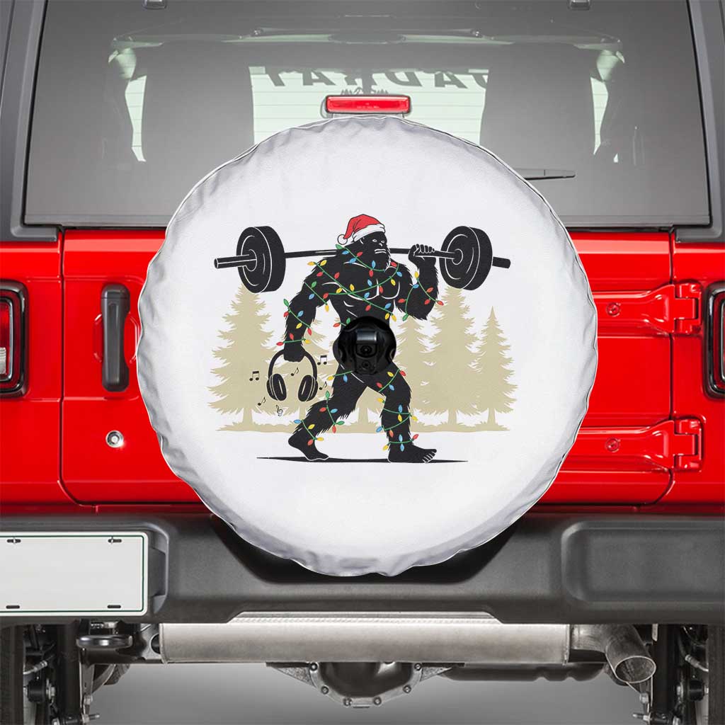 Bigfoot Gym Christmas Spare Tire Cover Funny Sasquatch Bodybuilding Weightlifting - Wonder Print Shop