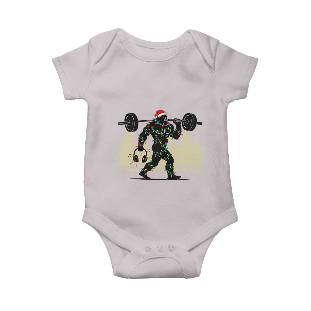 Bigfoot Gym Christmas Baby Onesie Funny Sasquatch Bodybuilding Weightlifting - Wonder Print Shop