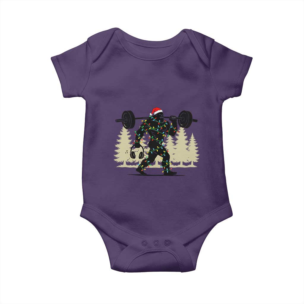 Bigfoot Gym Christmas Baby Onesie Funny Sasquatch Bodybuilding Weightlifting - Wonder Print Shop