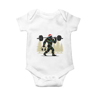 Bigfoot Gym Christmas Baby Onesie Funny Sasquatch Bodybuilding Weightlifting - Wonder Print Shop