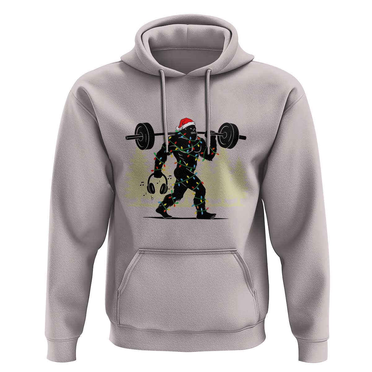 Bigfoot Gym Christmas Hoodie Funny Sasquatch Bodybuilding Weightlifting - Wonder Print Shop