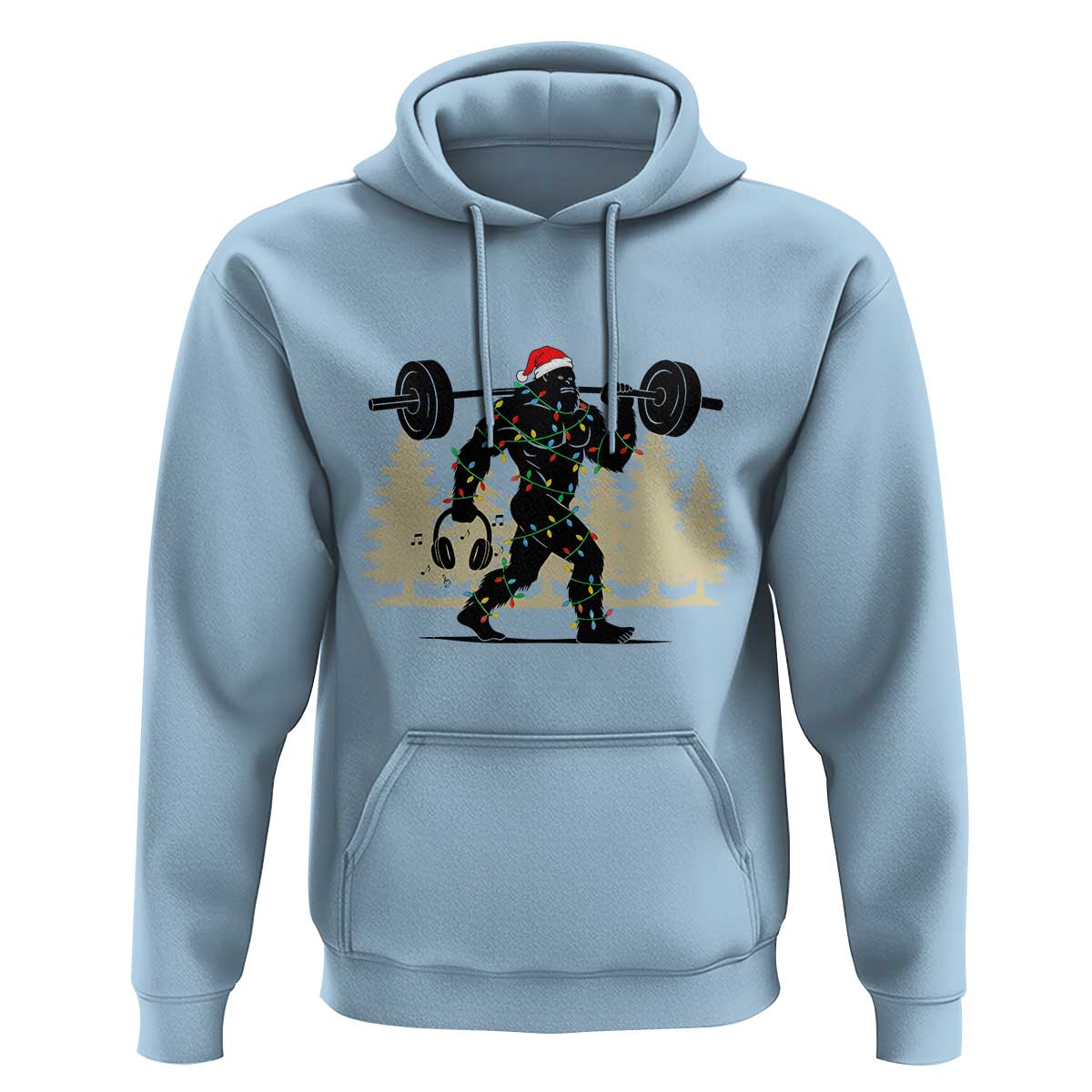 Bigfoot Gym Christmas Hoodie Funny Sasquatch Bodybuilding Weightlifting - Wonder Print Shop