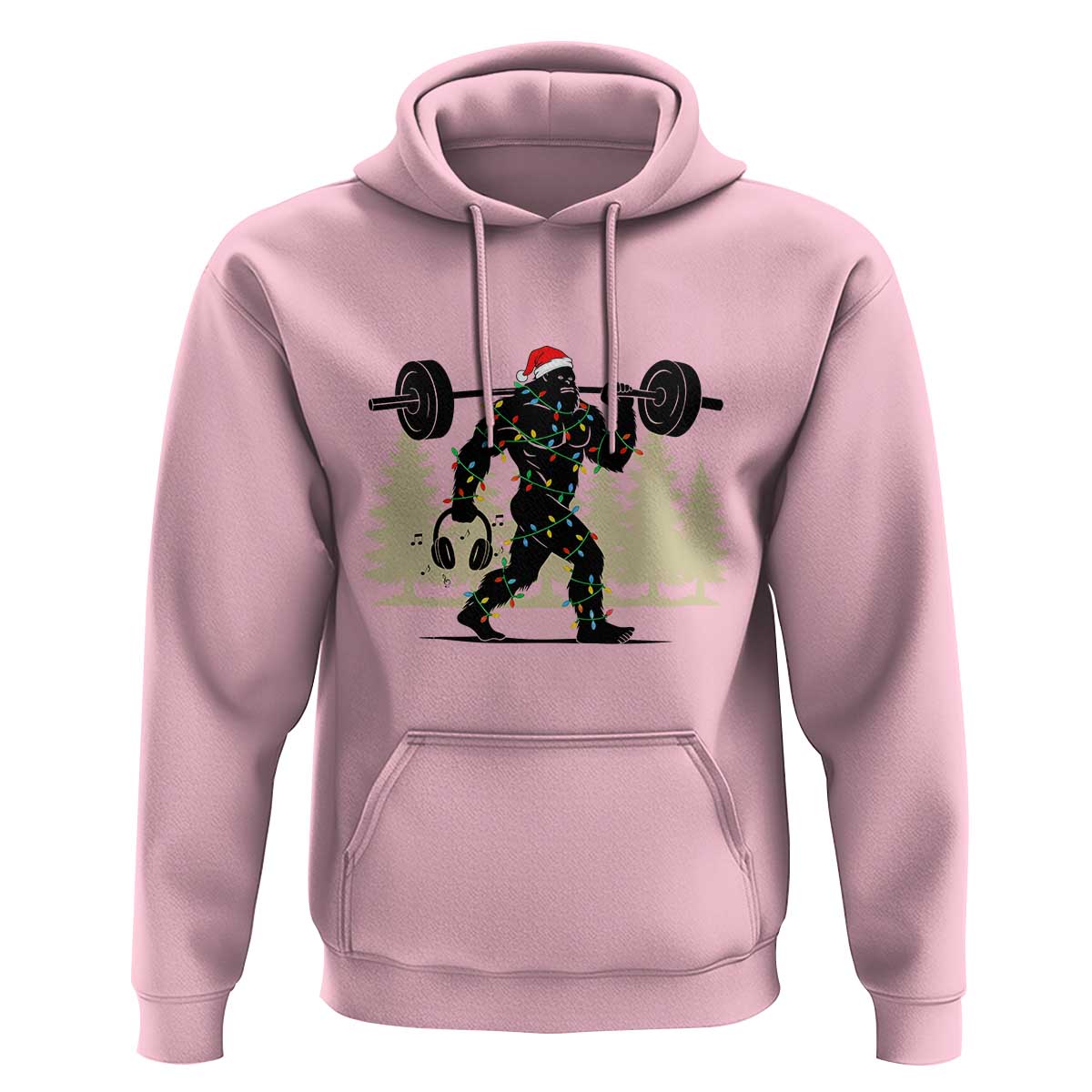 Bigfoot Gym Christmas Hoodie Funny Sasquatch Bodybuilding Weightlifting - Wonder Print Shop