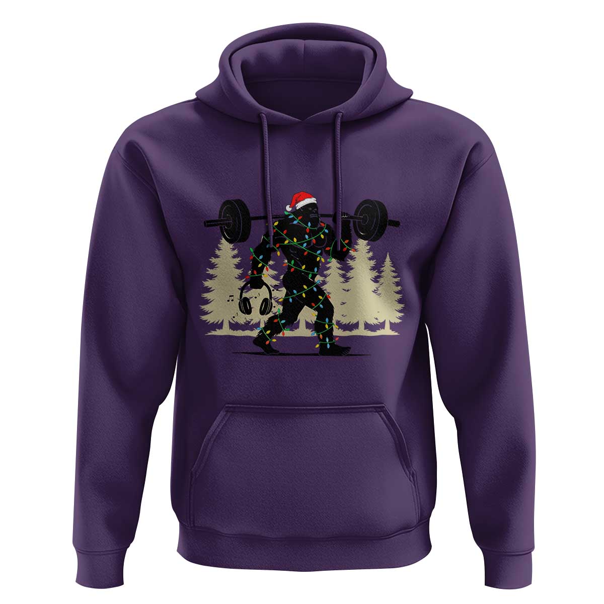 Bigfoot Gym Christmas Hoodie Funny Sasquatch Bodybuilding Weightlifting - Wonder Print Shop