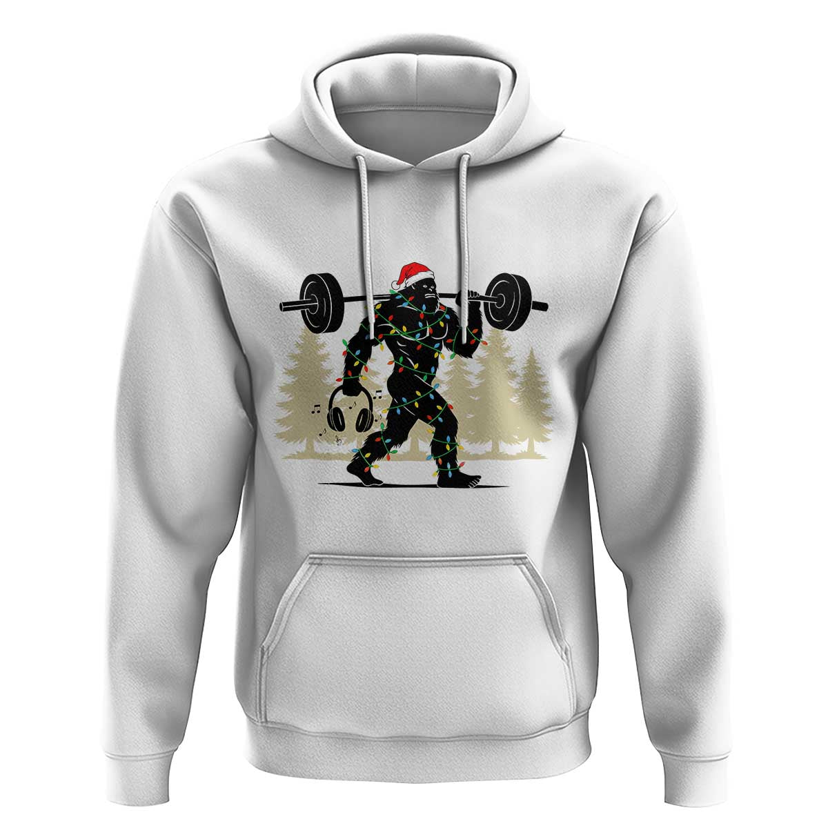 Bigfoot Gym Christmas Hoodie Funny Sasquatch Bodybuilding Weightlifting - Wonder Print Shop
