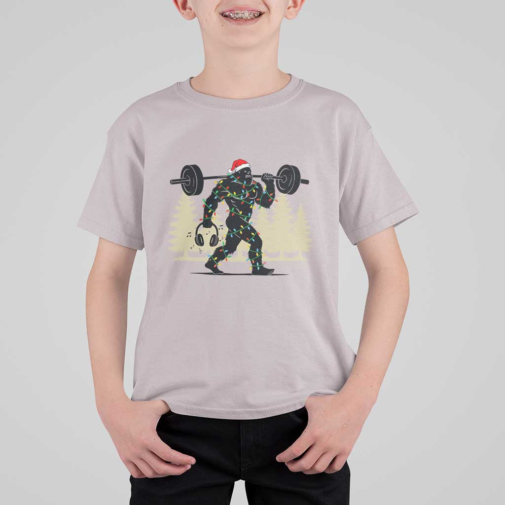 Bigfoot Gym Christmas T Shirt For Kid Funny Sasquatch Bodybuilding Weightlifting - Wonder Print Shop