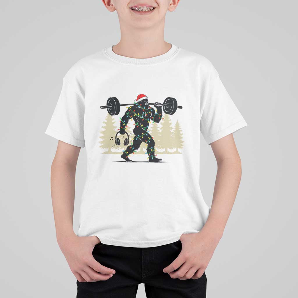 Bigfoot Gym Christmas T Shirt For Kid Funny Sasquatch Bodybuilding Weightlifting - Wonder Print Shop