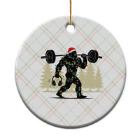 Bigfoot Gym Xmas Ceramic Ornament Funny Sasquatch Bodybuilding Weightlifting - Wonder Print Shop