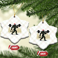Bigfoot Gym Xmas Ceramic Ornament Funny Sasquatch Bodybuilding Weightlifting - Wonder Print Shop