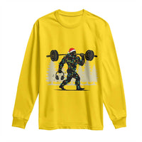 Bigfoot Gym Christmas Long Sleeve Shirt Funny Sasquatch Bodybuilding Weightlifting - Wonder Print Shop
