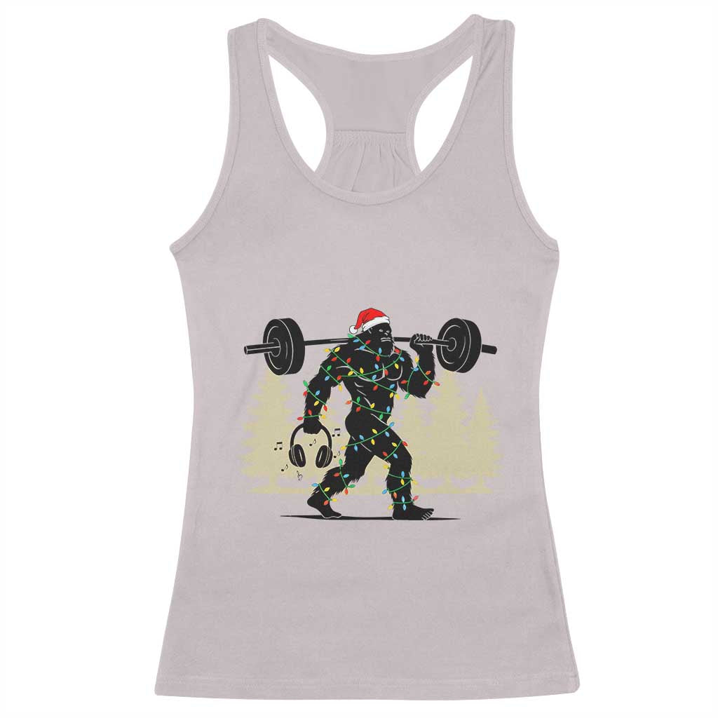 Bigfoot Gym Christmas Racerback Tank Top Funny Sasquatch Bodybuilding Weightlifting - Wonder Print Shop