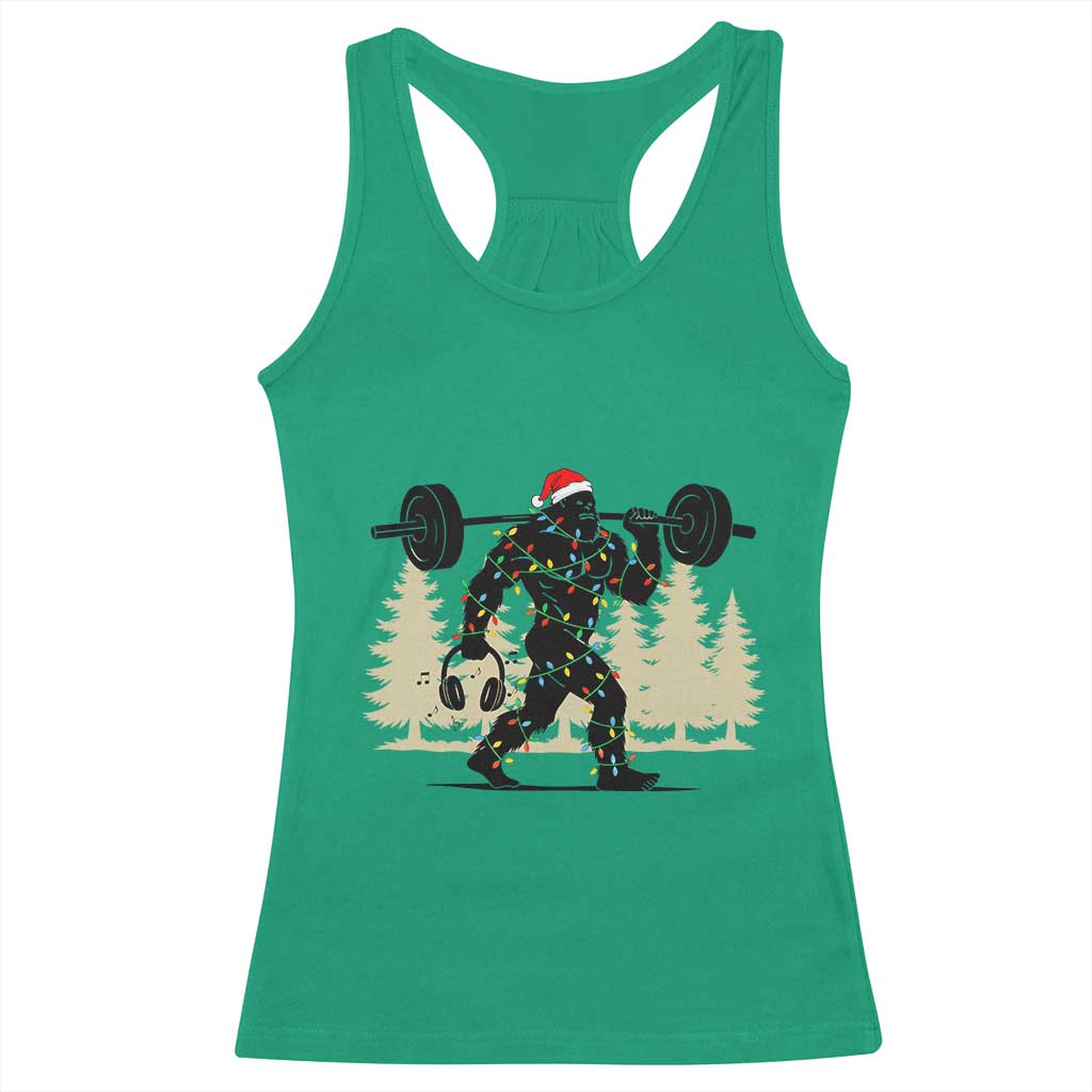 Bigfoot Gym Christmas Racerback Tank Top Funny Sasquatch Bodybuilding Weightlifting - Wonder Print Shop