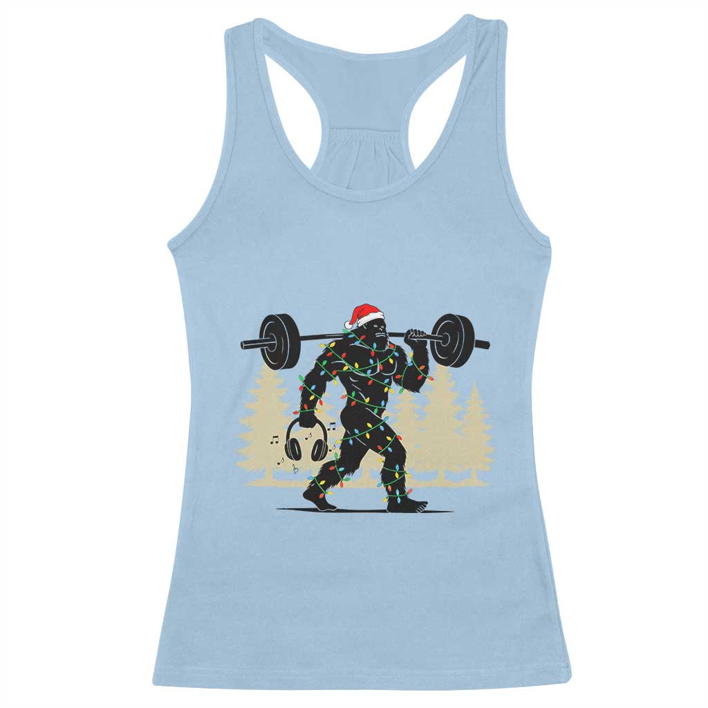 Bigfoot Gym Christmas Racerback Tank Top Funny Sasquatch Bodybuilding Weightlifting - Wonder Print Shop