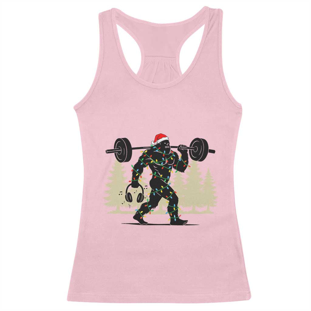 Bigfoot Gym Christmas Racerback Tank Top Funny Sasquatch Bodybuilding Weightlifting - Wonder Print Shop