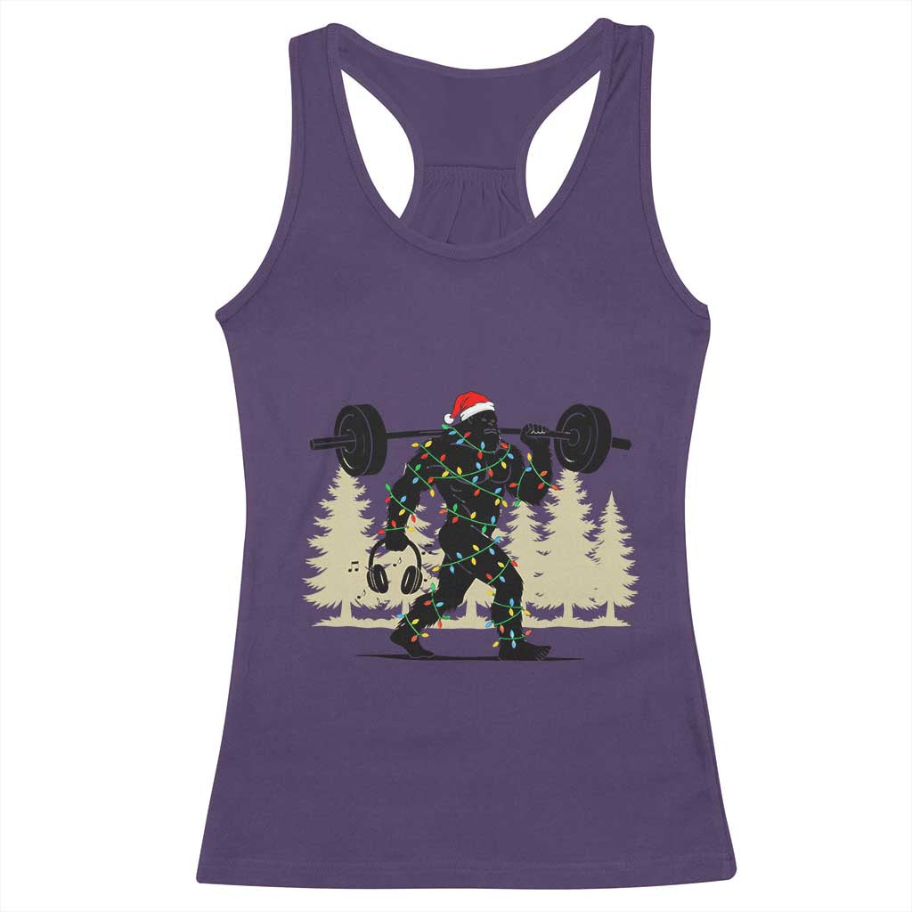 Bigfoot Gym Christmas Racerback Tank Top Funny Sasquatch Bodybuilding Weightlifting - Wonder Print Shop