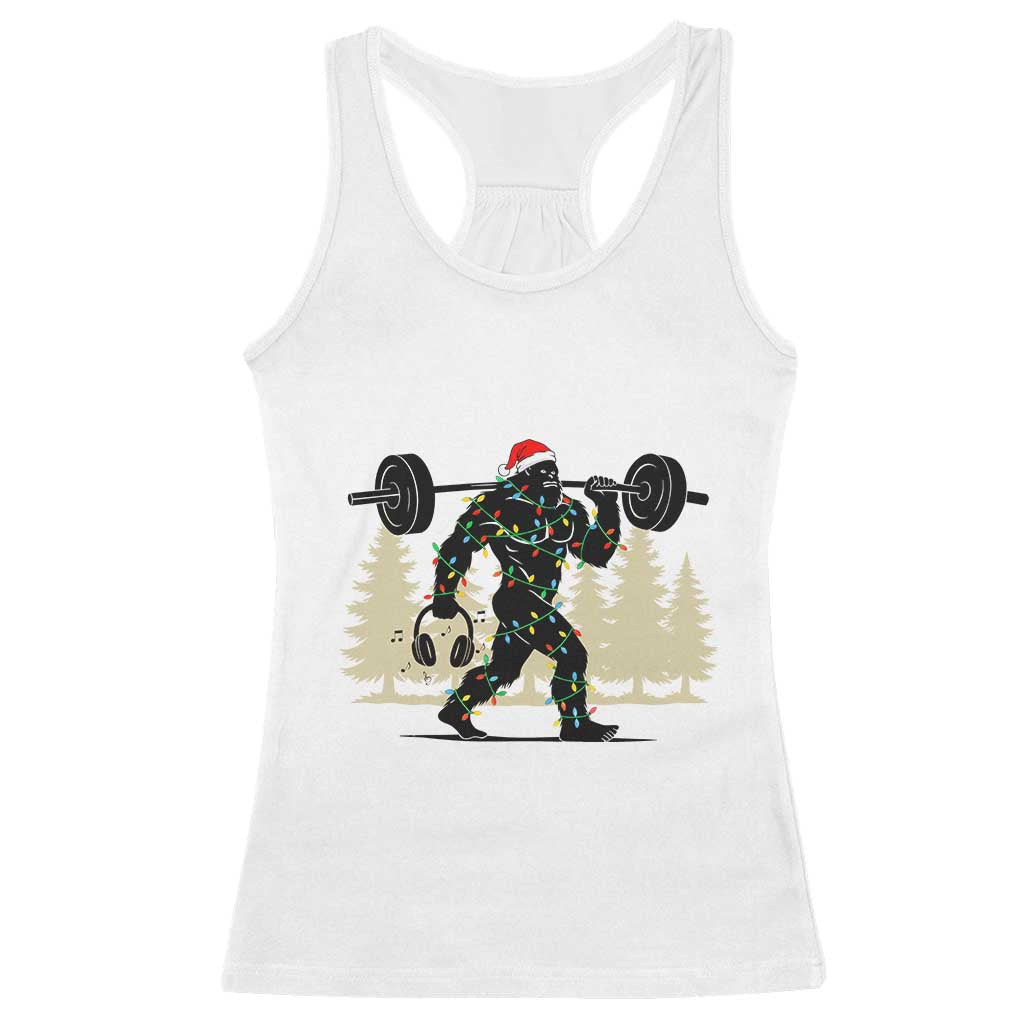 Bigfoot Gym Christmas Racerback Tank Top Funny Sasquatch Bodybuilding Weightlifting - Wonder Print Shop