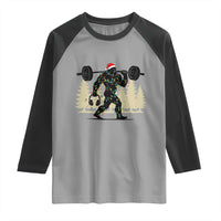 Bigfoot Gym Christmas Raglan Shirt Funny Sasquatch Bodybuilding Weightlifting - Wonder Print Shop