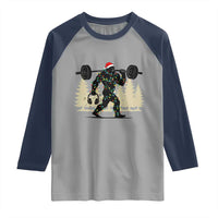 Bigfoot Gym Christmas Raglan Shirt Funny Sasquatch Bodybuilding Weightlifting - Wonder Print Shop