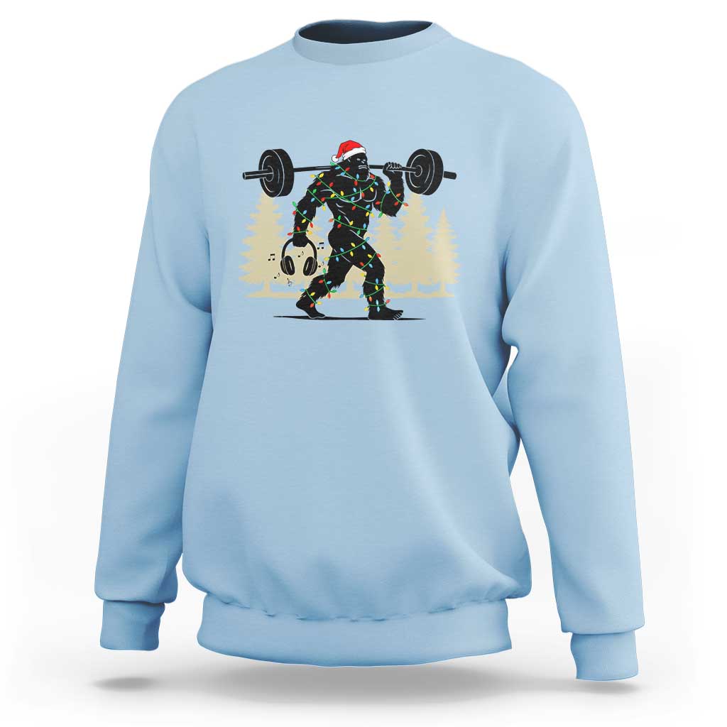 Bigfoot Gym Christmas Sweatshirt Funny Sasquatch Bodybuilding Weightlifting - Wonder Print Shop