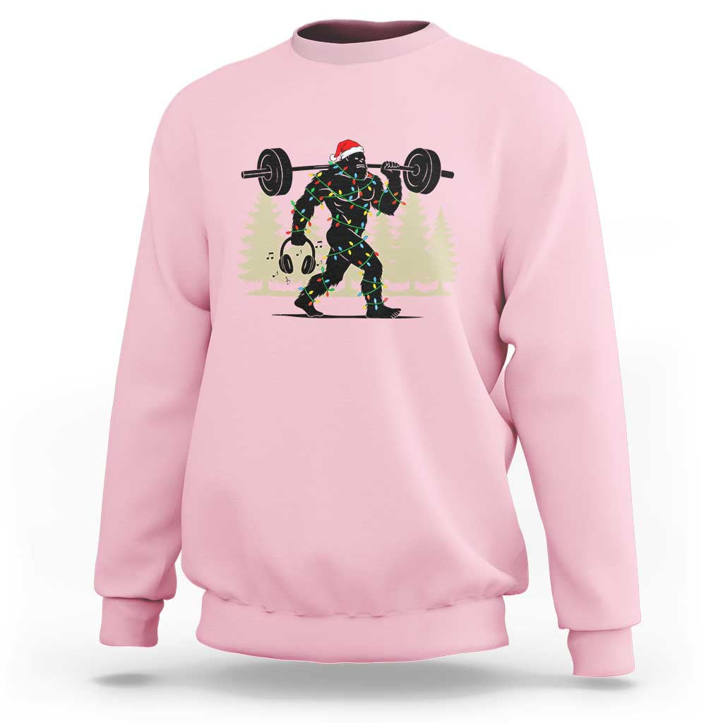 Bigfoot Gym Christmas Sweatshirt Funny Sasquatch Bodybuilding Weightlifting - Wonder Print Shop