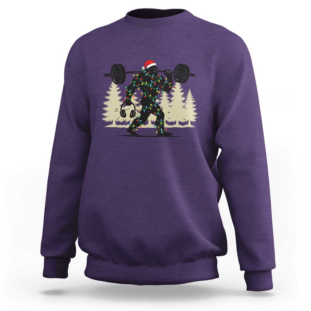 Bigfoot Gym Christmas Sweatshirt Funny Sasquatch Bodybuilding Weightlifting - Wonder Print Shop
