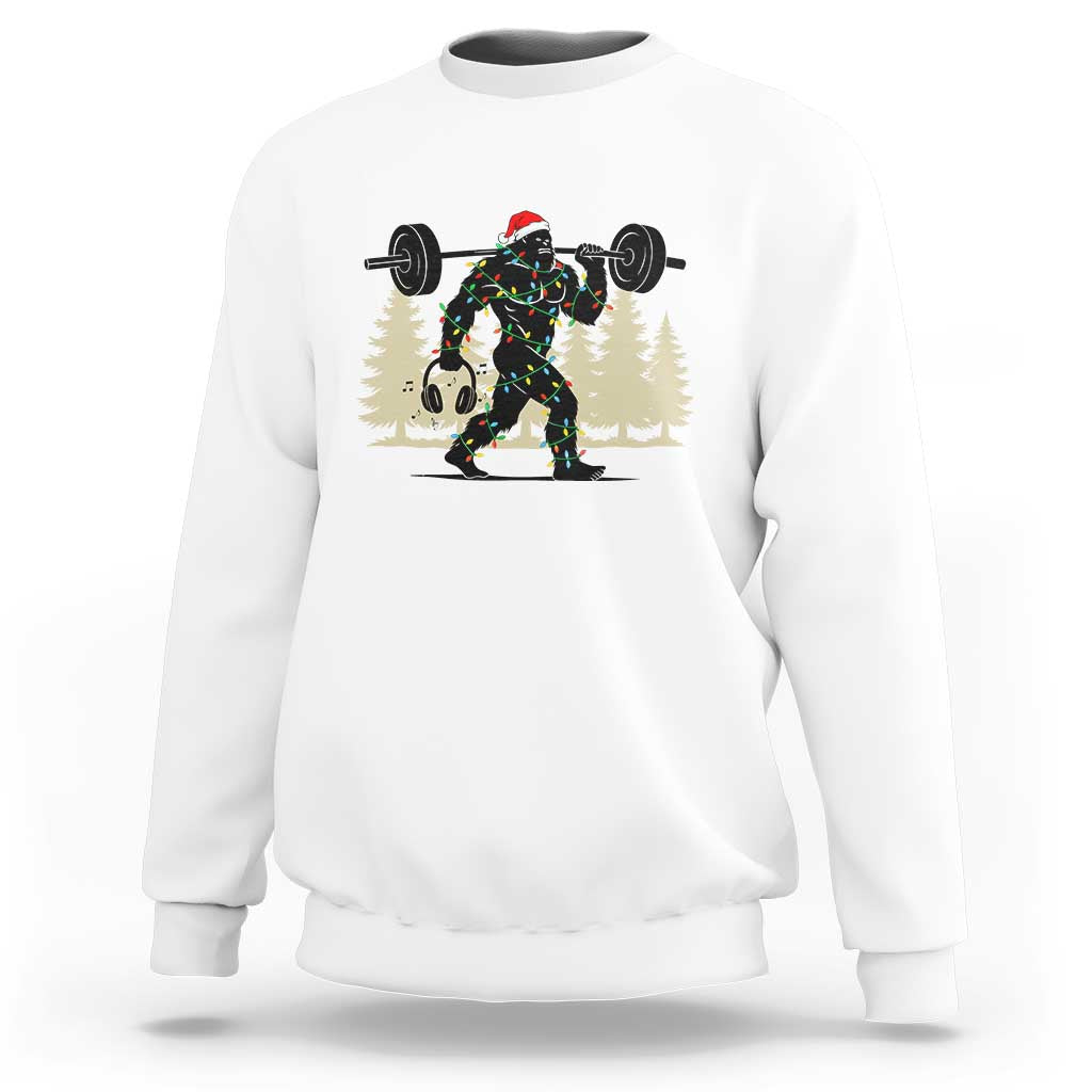 Bigfoot Gym Christmas Sweatshirt Funny Sasquatch Bodybuilding Weightlifting - Wonder Print Shop